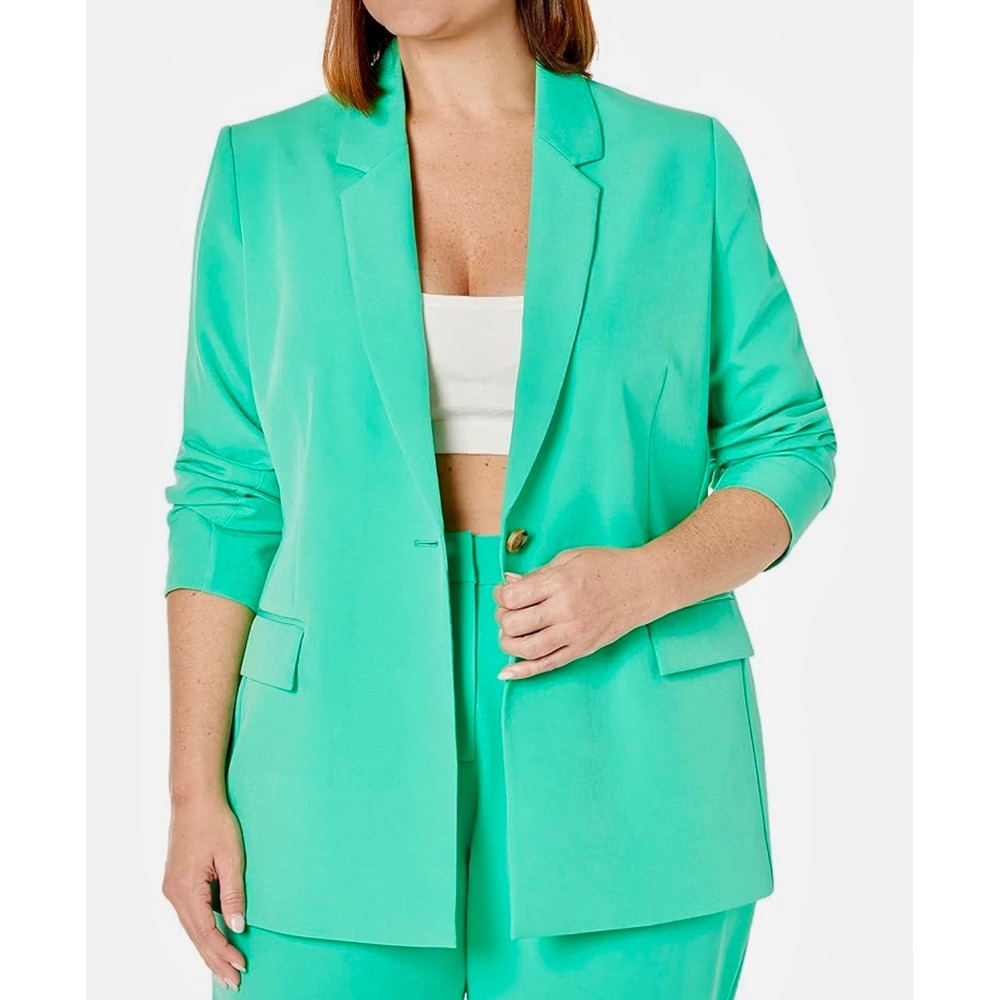 Women's Mint Green Single-Button Blazer
